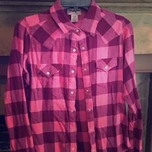 Wrangler-Rancher Button Down Plaid Shirt